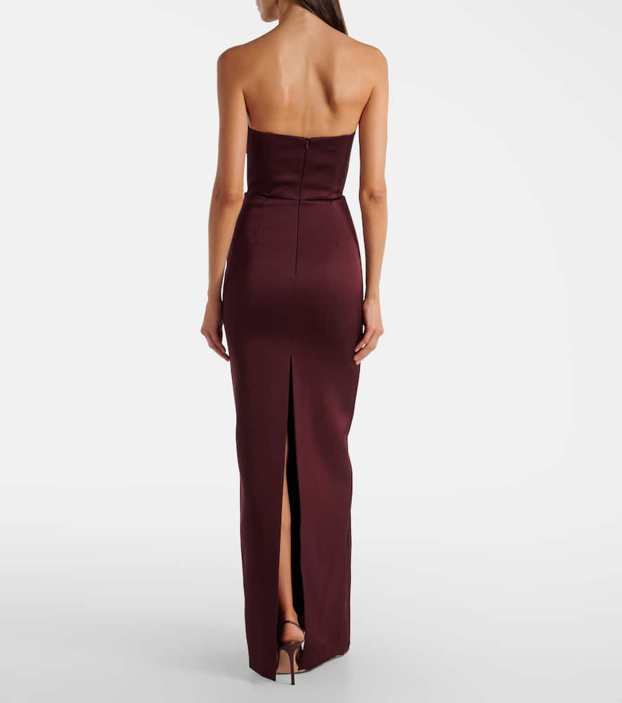 Asymmetric satin gown