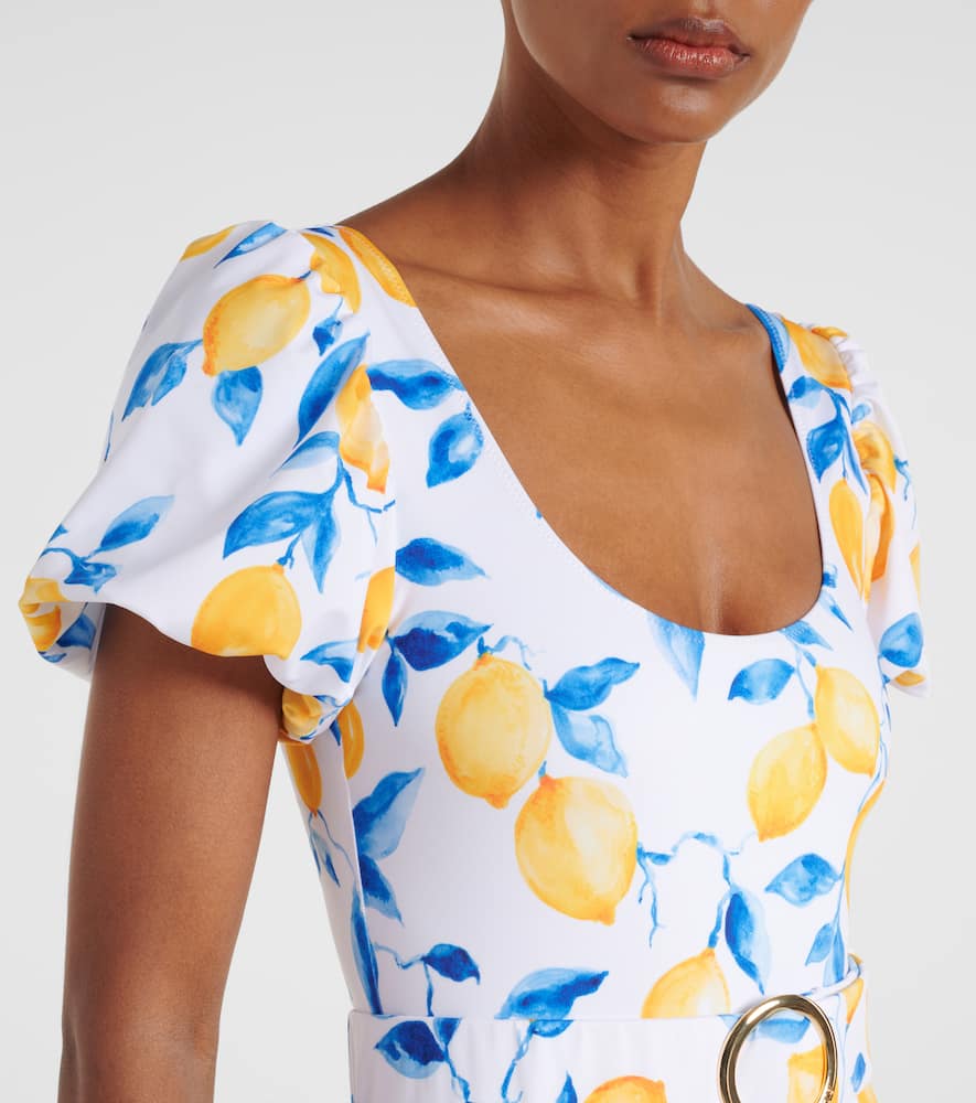 Alexandra Miro Jeanie belted printed swimsuit
