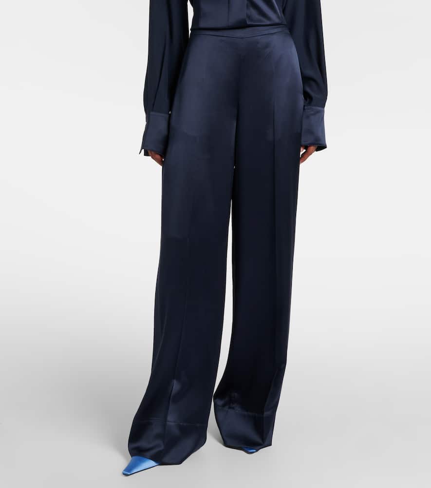 Dijon silk satin wide-leg pants