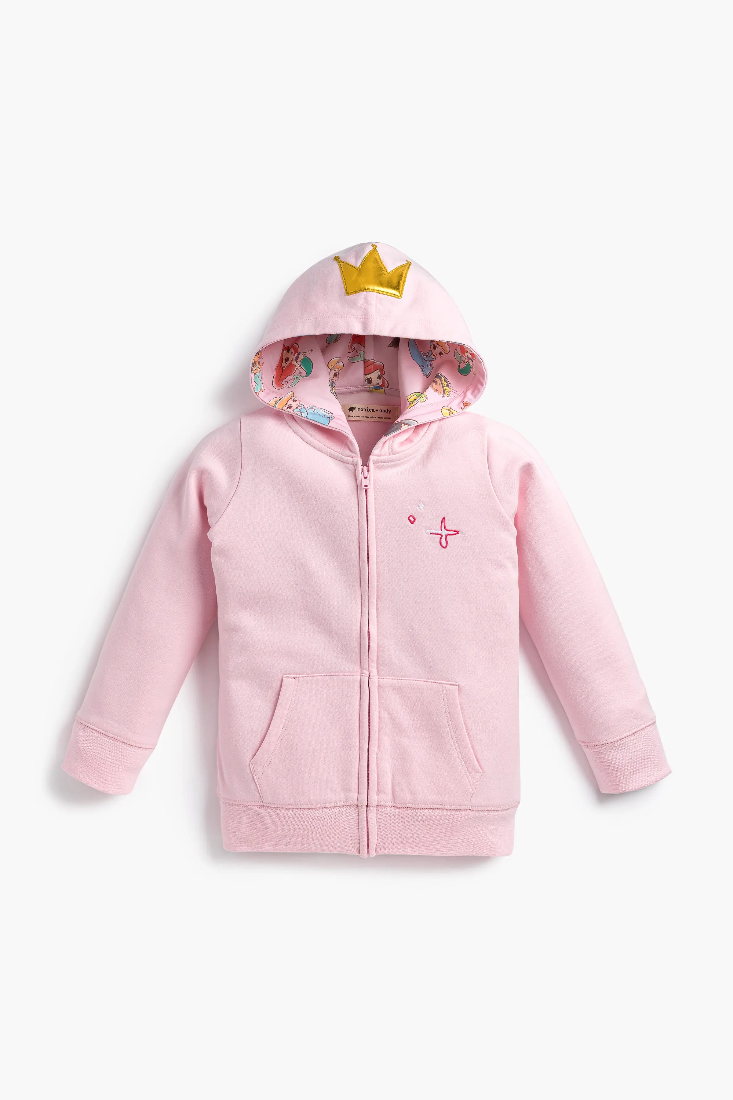 Printed Hoodie In Disney Princesses On Pink | Toddler | : 5T | Girl - Monica + Andy Organic Toddler Clothing