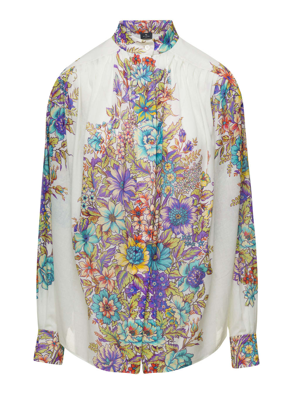 Multicolored Floral Print Blouse In Cotton Woman