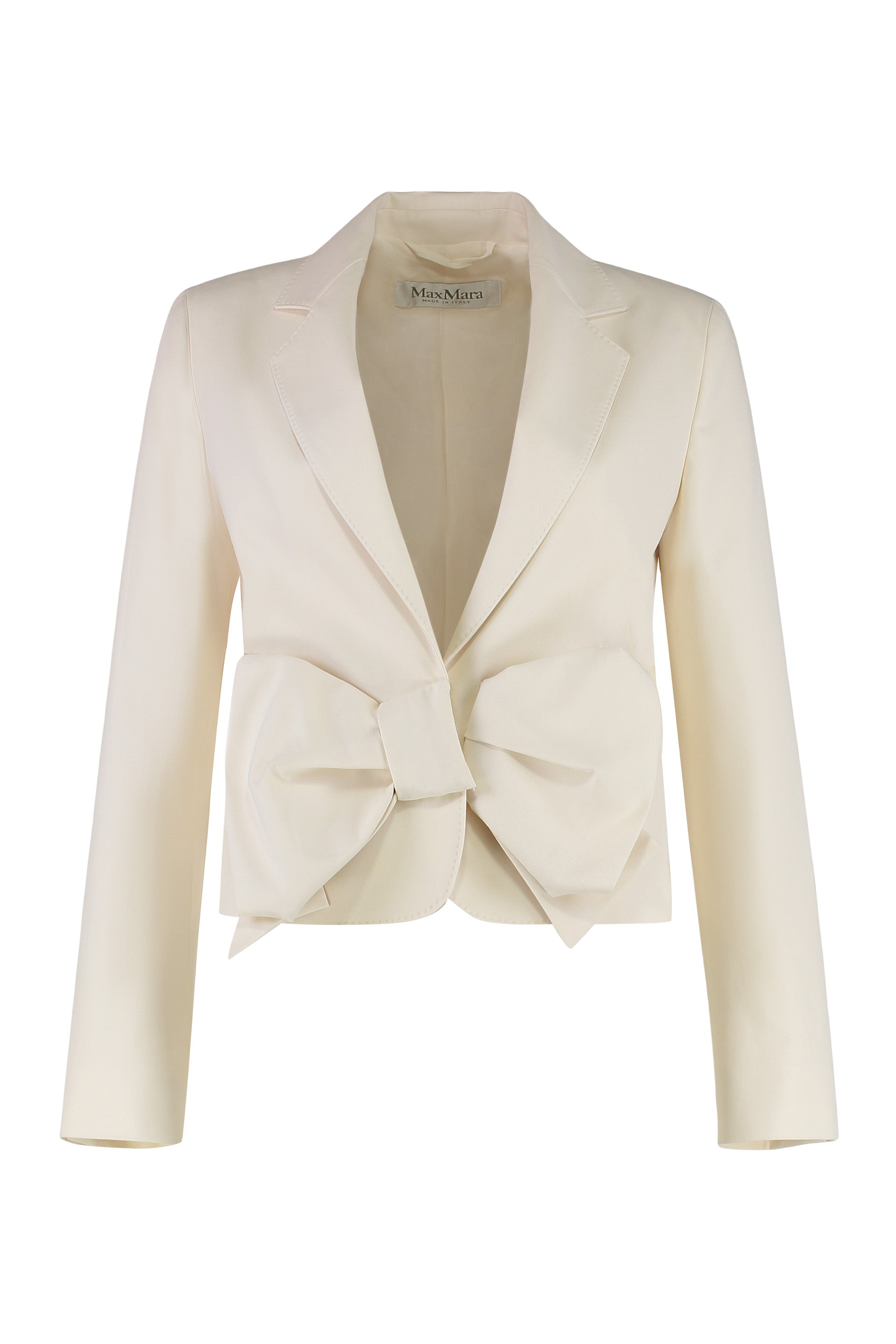Asturie Cotton Jacket with Lapel Collar and Front Bow