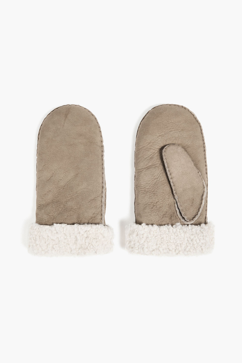 Shearling mittens - Brown - I