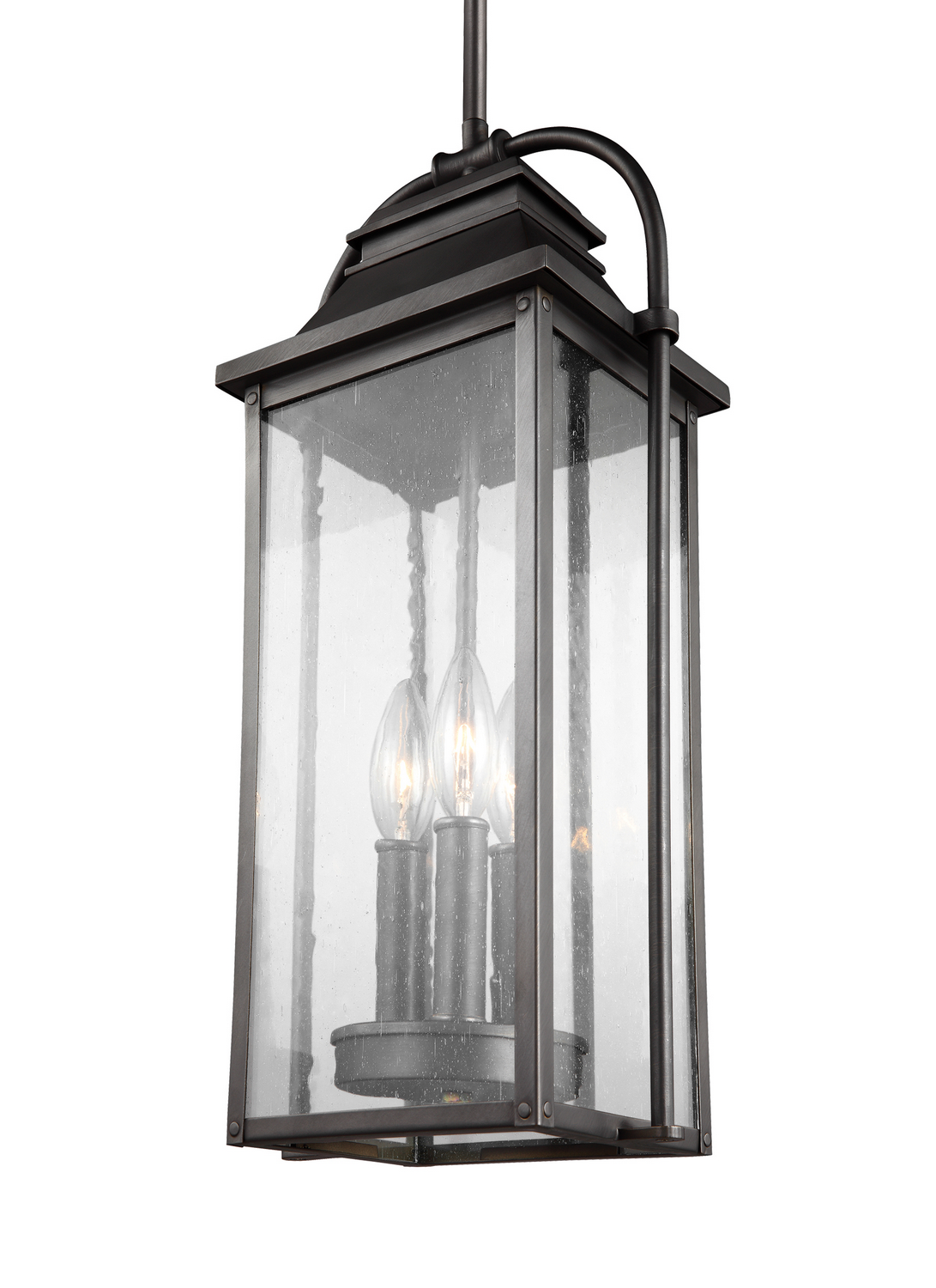 Visual Comfort Studio Wellsworth 3-Light Outdoor Hanging Light in Antique Bronze by Sean Lavin