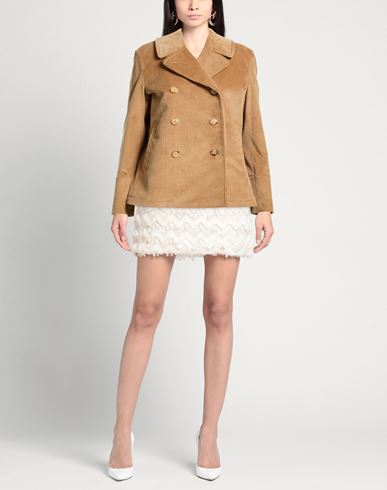Woman Coat Camel Size 8 Cotton