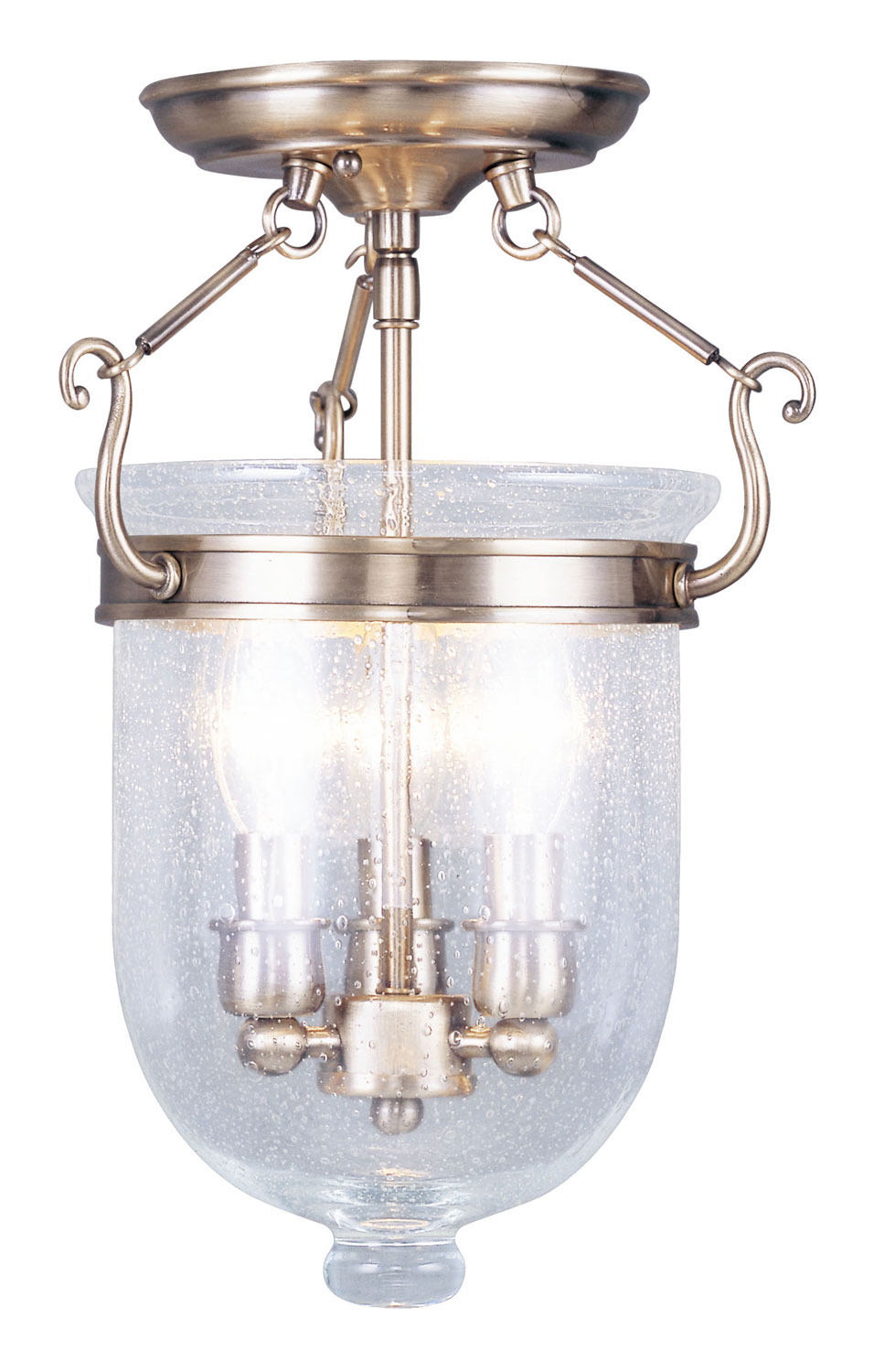 Antique Brass Three Light Ceiling Mount from the Jefferson Collection