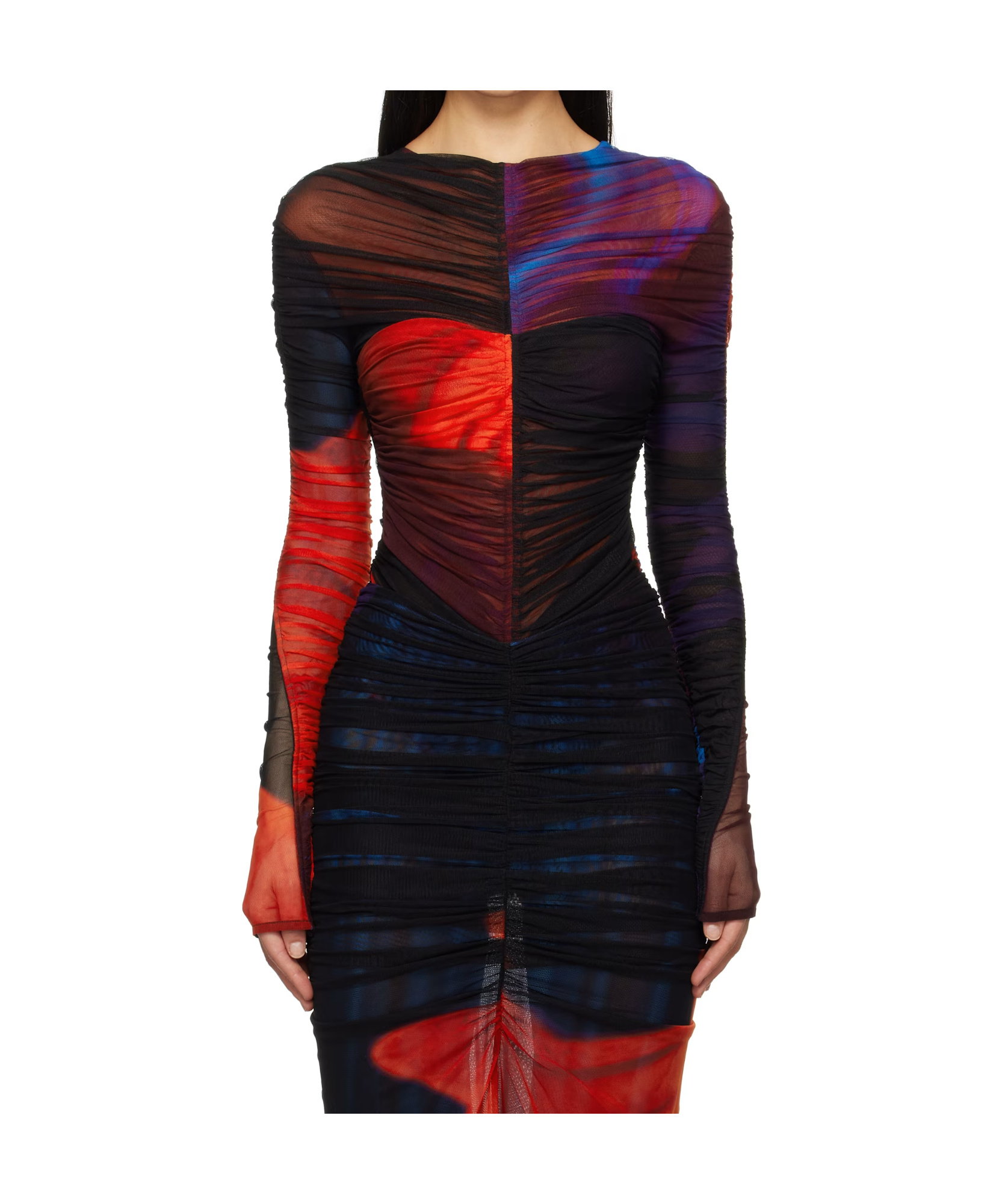 Ruched mesh bodysuit