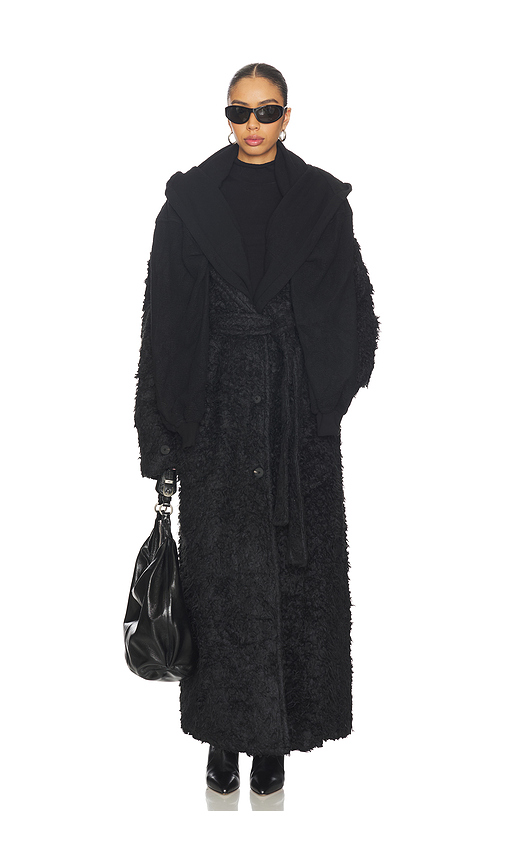 MARRKNULL Two-piece Waxed Trench Coat in Black. M also in