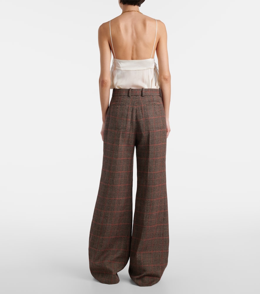 Chloé Checked high-rise wool flared pants