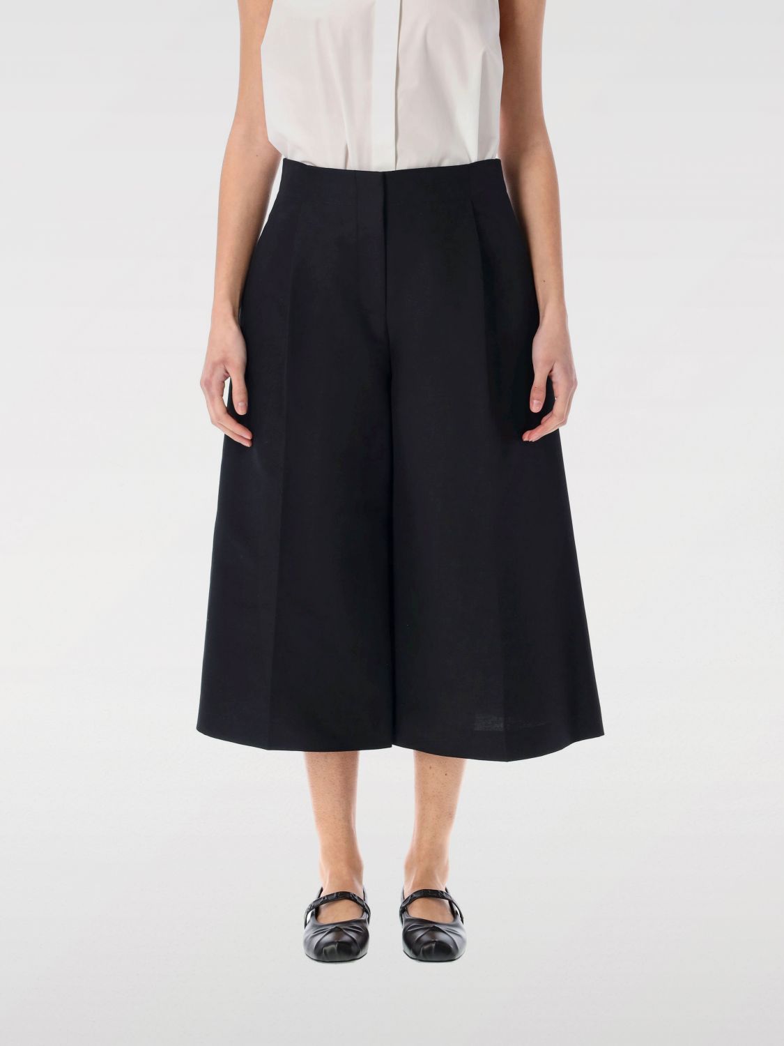 Pantaloni Cropped In Puro Cotone