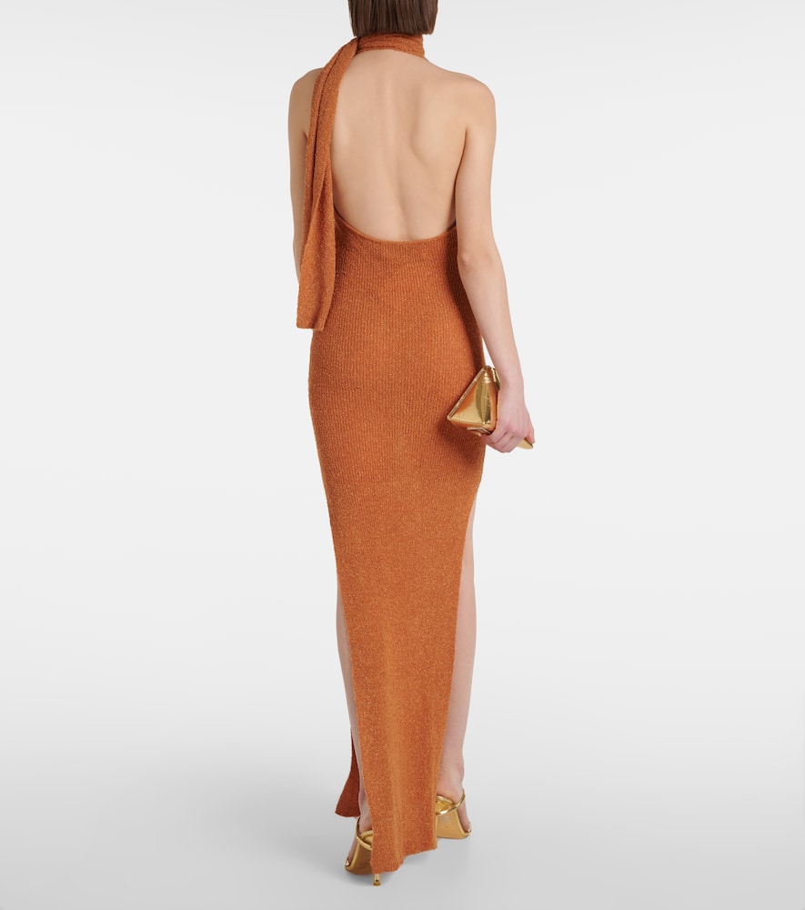 Aya Muse Alula belted lamé maxi dress