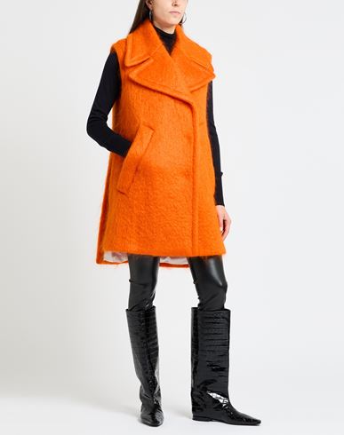 Woman Coat Orange Size 8 Mohair wool, Wool, Polyamide