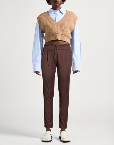 Woman Pants Chocolate brown Size 2 Viscose, Cotton