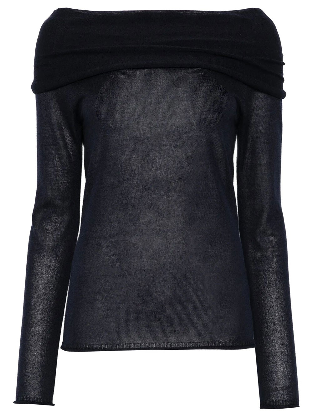 Off-The-Shoulder Silk Blend Semi-Sheer Sweater