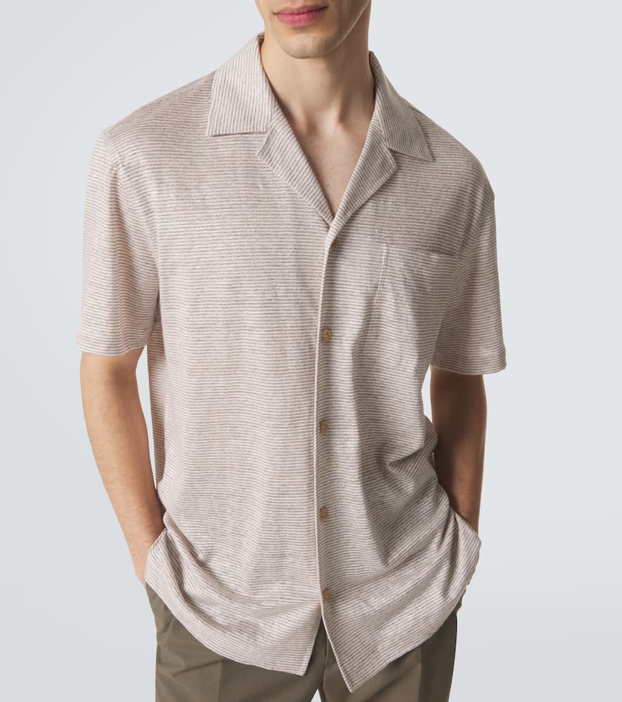 Striped linen and cotton shirt