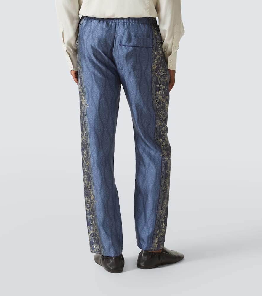 Paisley silk wide-leg pants