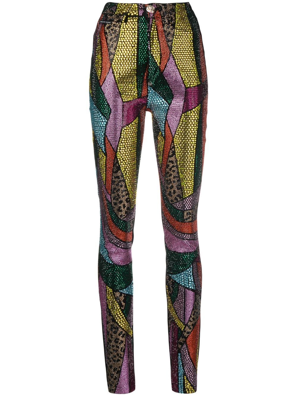 Rainbow patchwork denim jeggings - Black