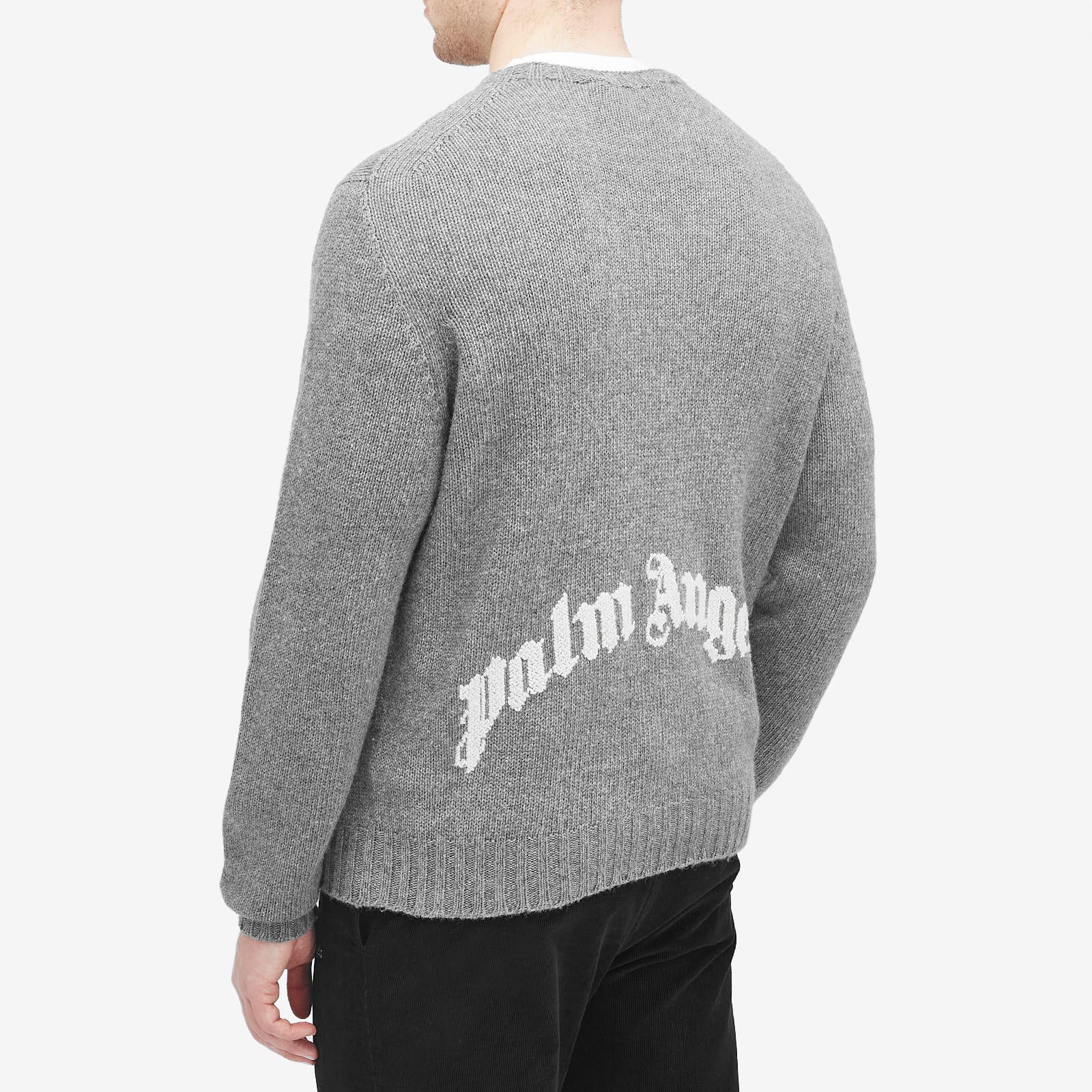Men's Curved Logo Melange Crew Knit in Grey