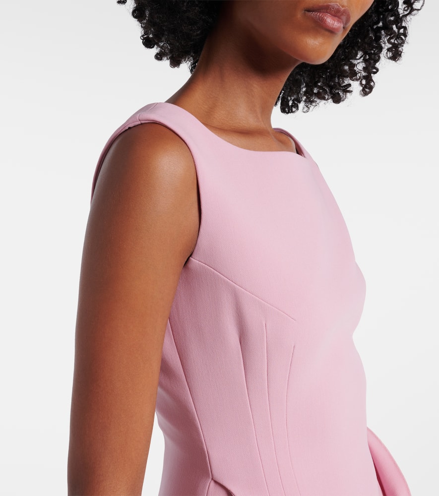 Floral-appliqué wool-blend minidress