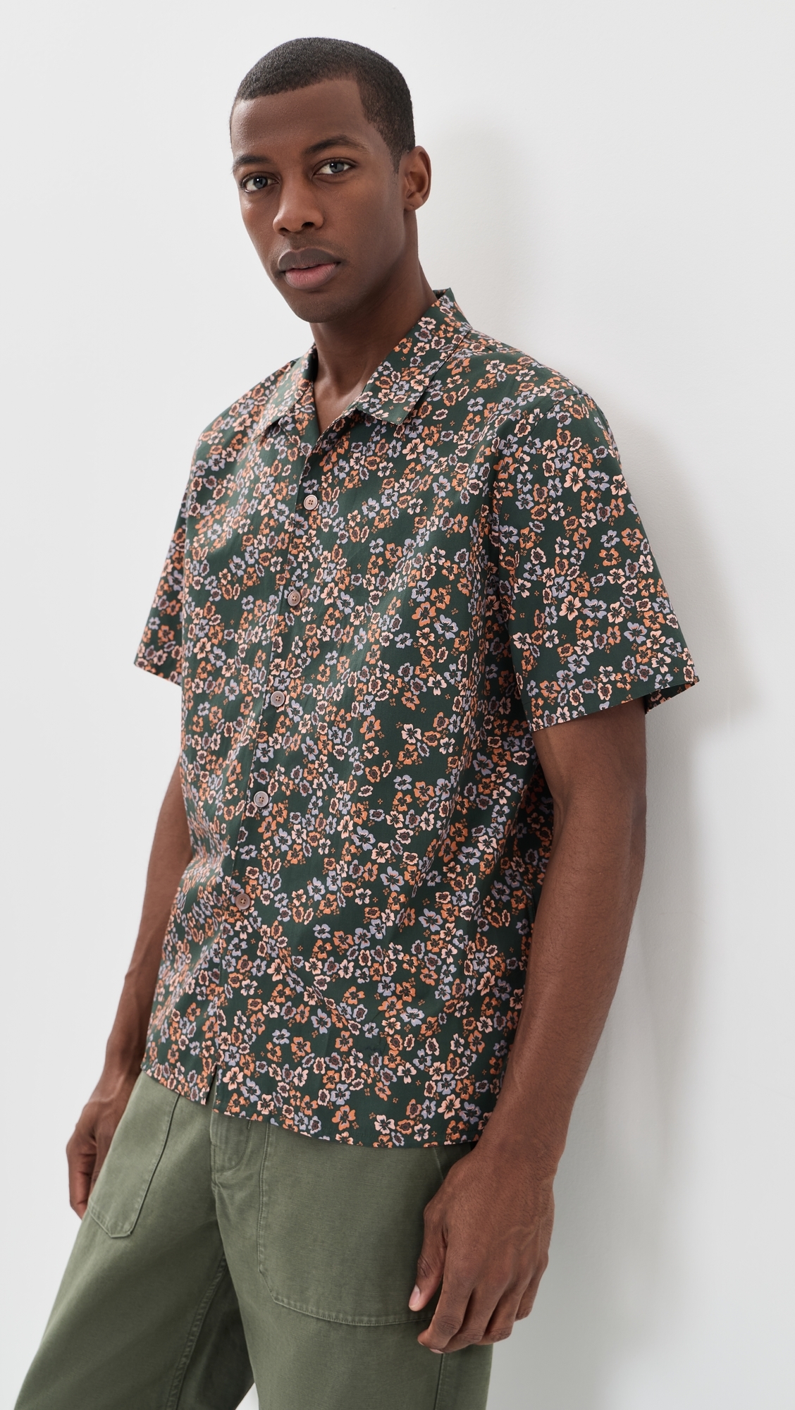 Short Sleeve Casual Fit Shirt Bottle Green