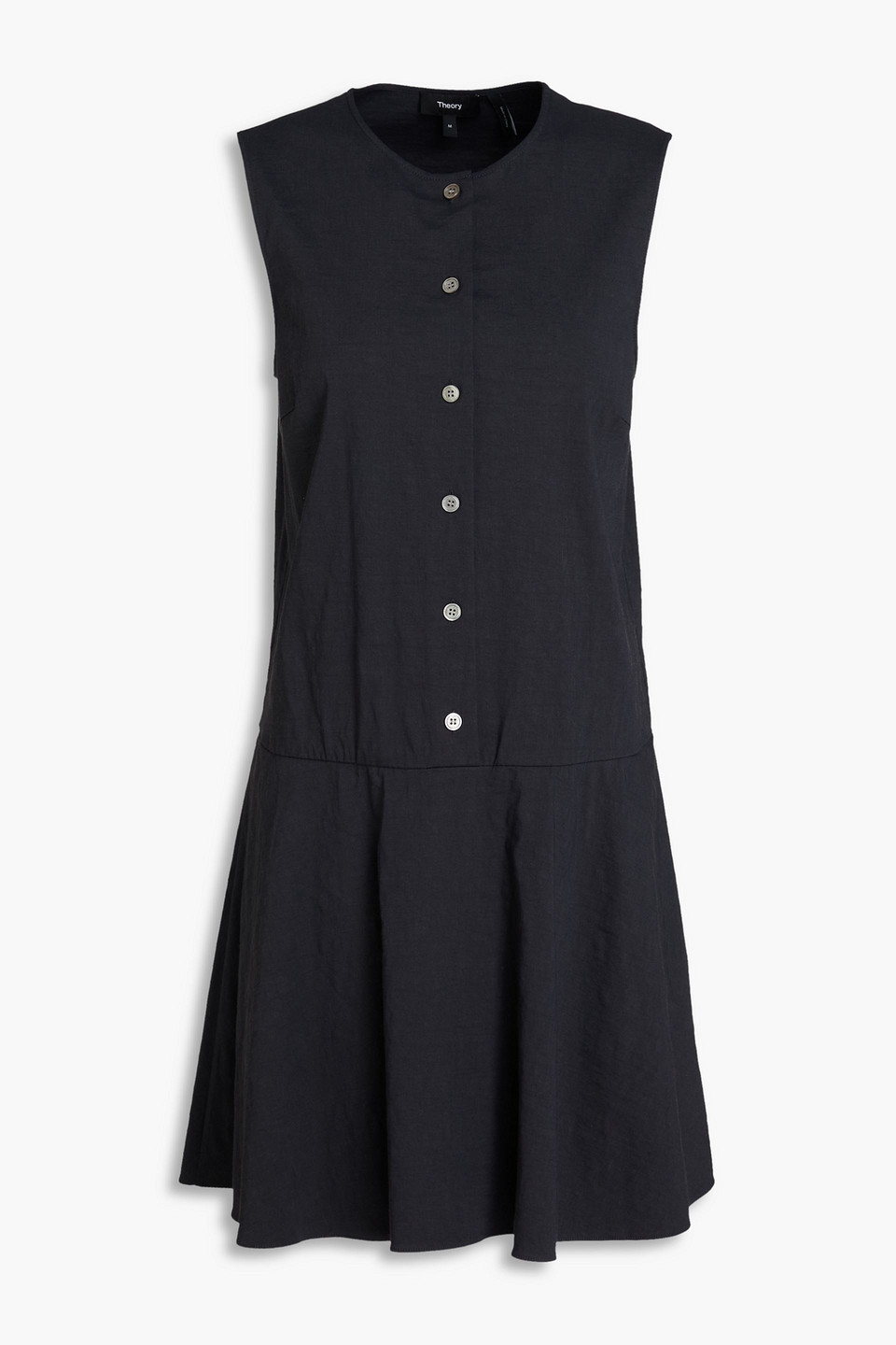 Linen-blend mini dress - Blue - M