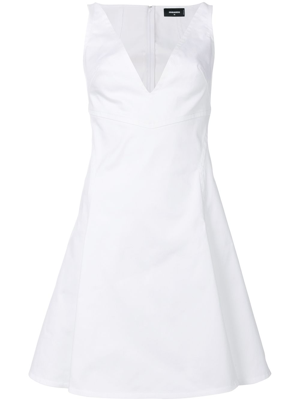 V-neck poplin dress - White