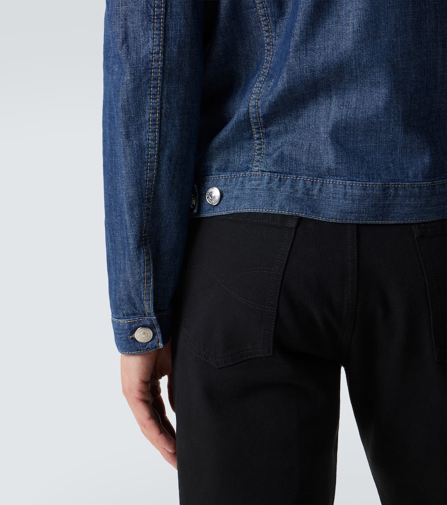 Leather-trimmed denim jacket