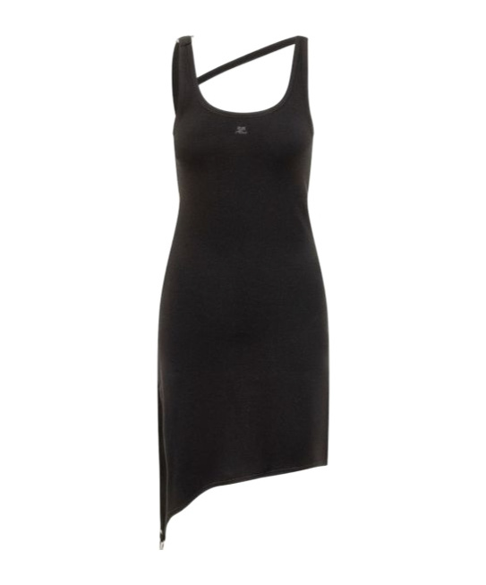 Asymmetrical-strap mini dress