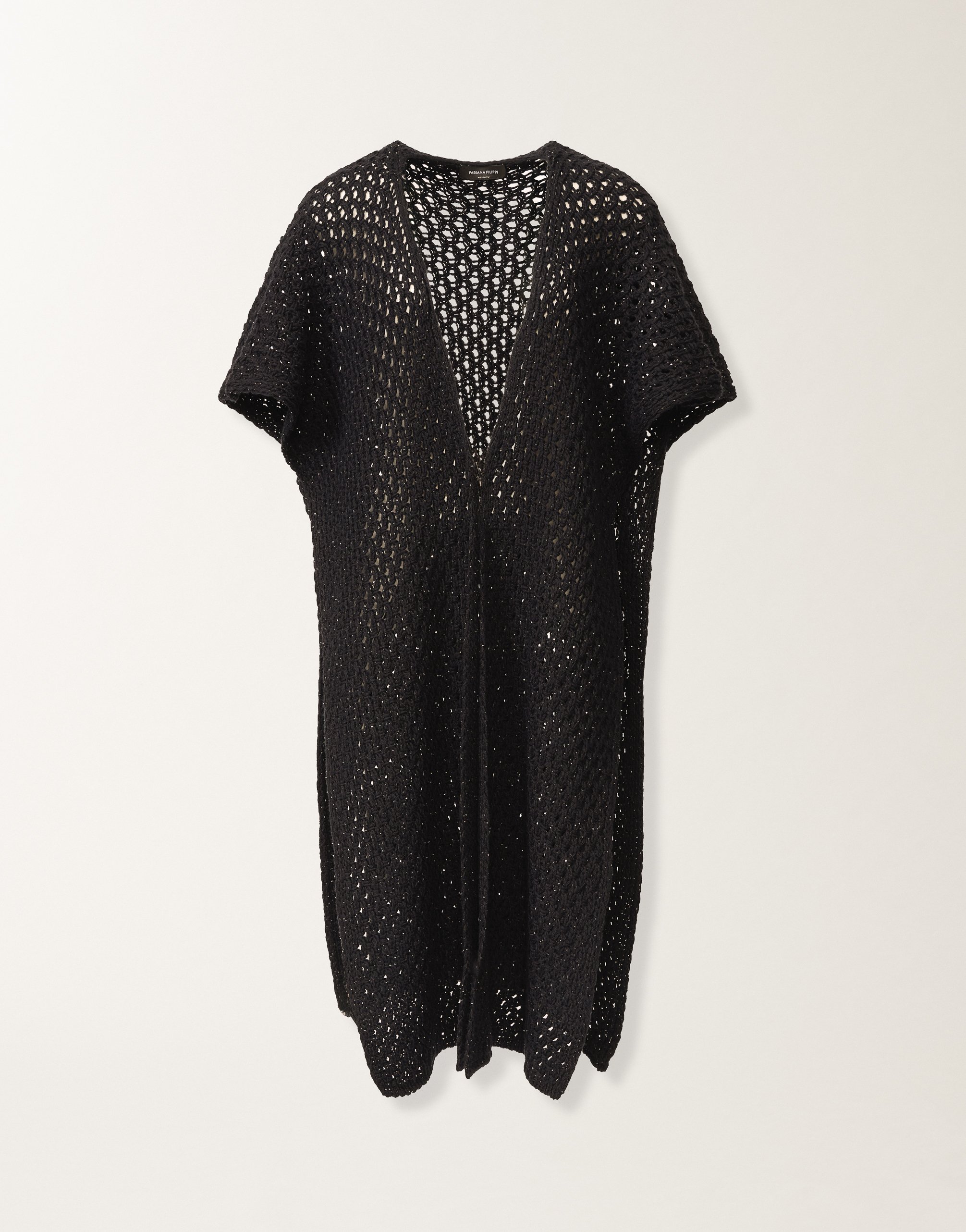 Cape in Platinum and midnight blue micro sequins