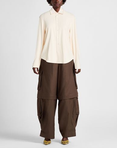 Woman Shirt Cream Size M Cotton, Elastane