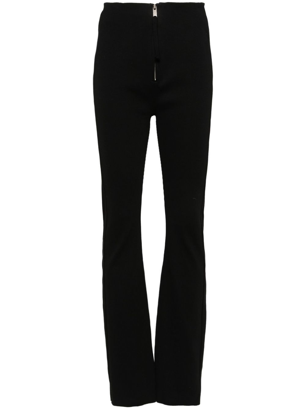 Ribbed high-waist trousers - Black
