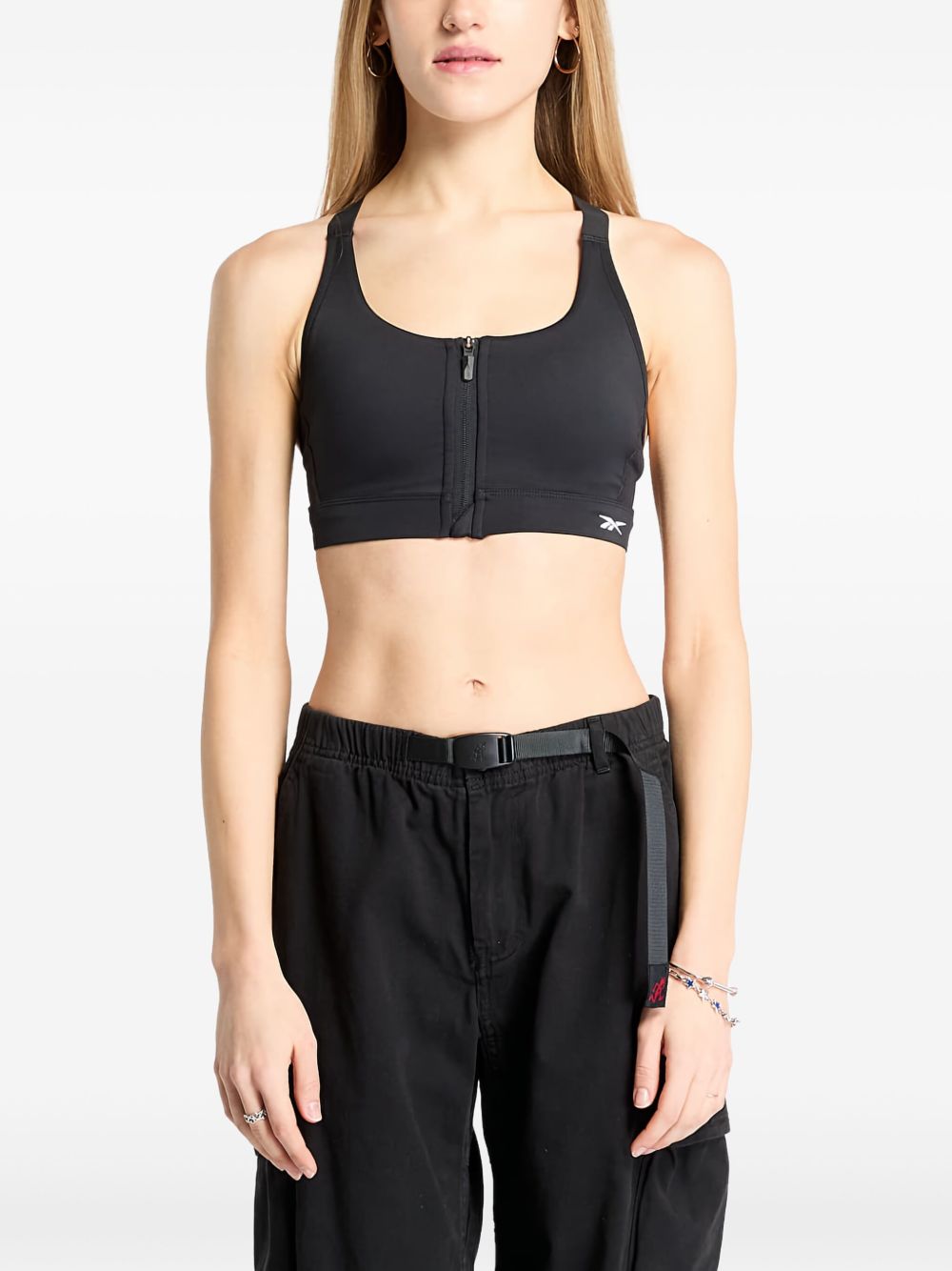 Zip-front sports bra - Black