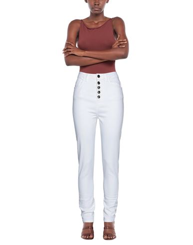Woman Pants White Size 10 Cotton, Elastane