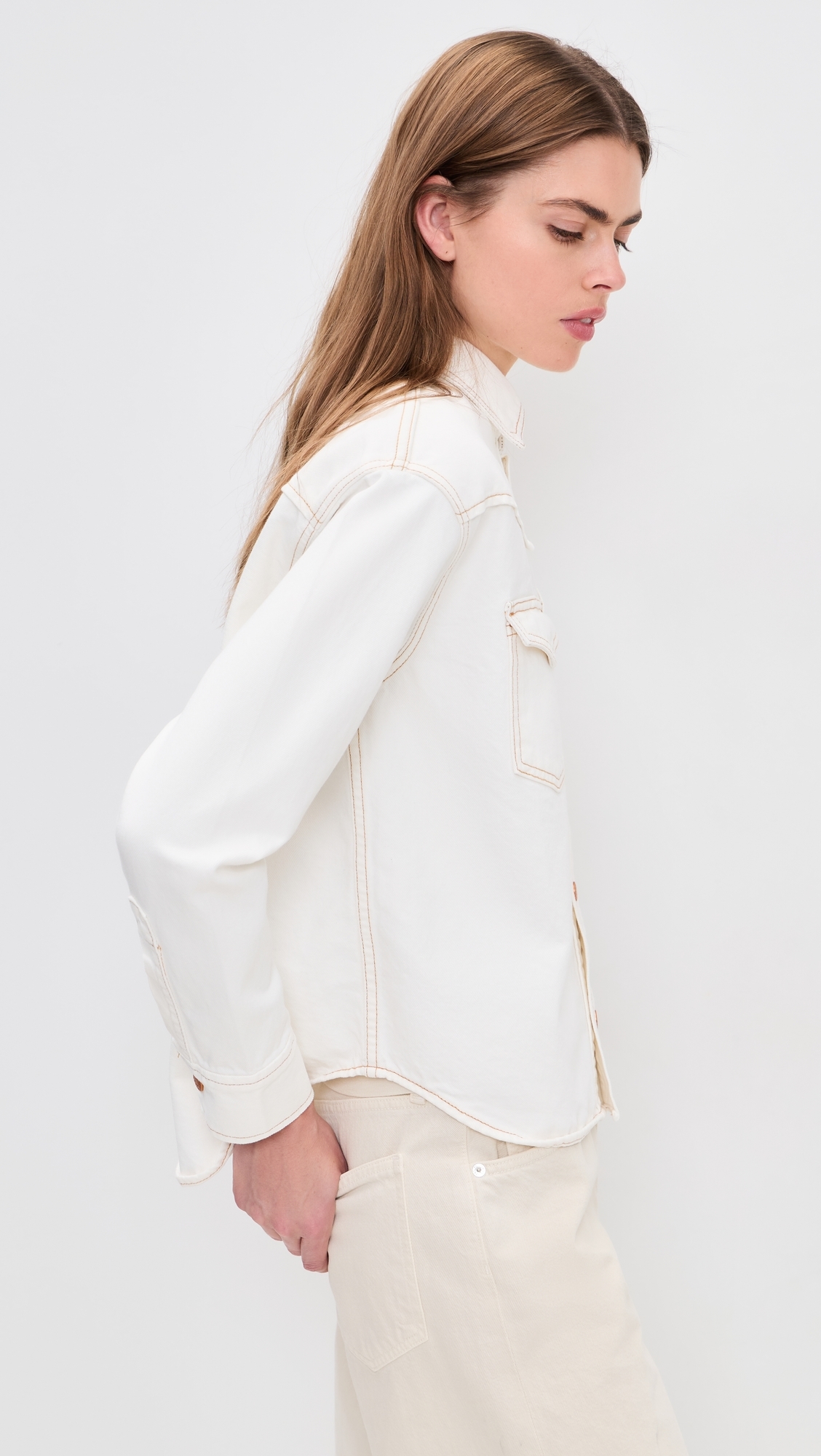 Cassidy Denim Button Down Shirt Natural White