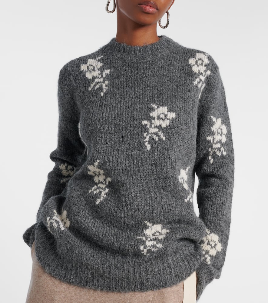 Intarsia alpaca and wool-blend sweater