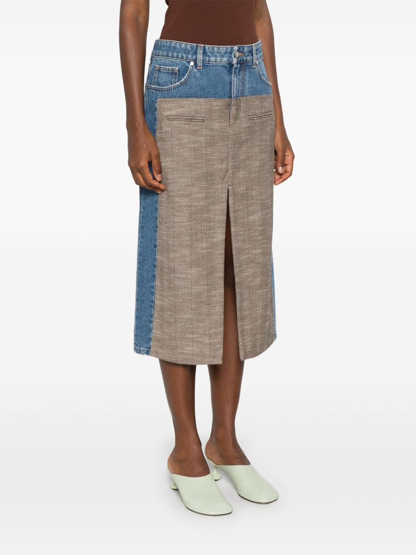 Denim And Tweed Skirt