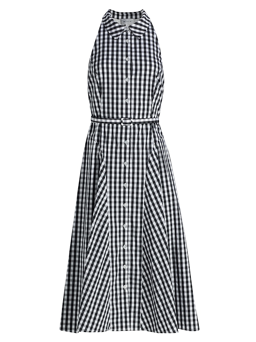 Women's Maxine Gingham Sleeveless Midi-Shirtdress - Black White