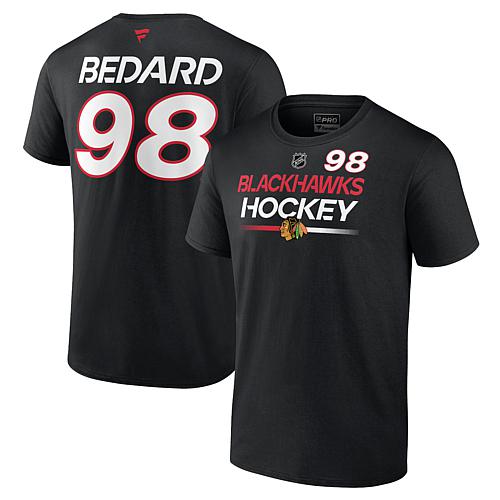 Men's Fanatics Connor Bedard Black Chicago Blackhawks Authentic Pro Prime Name & Number T-Sh