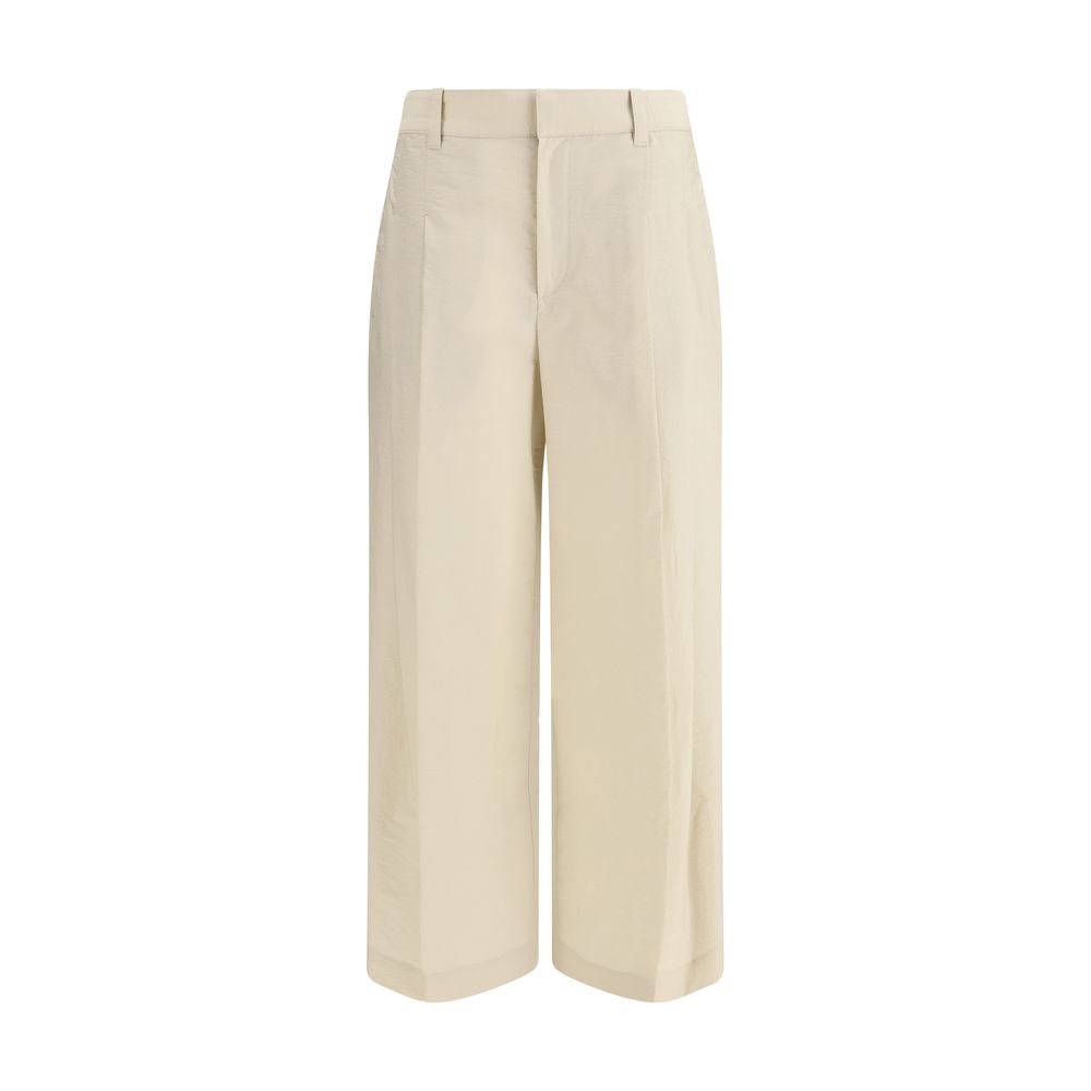 Cotton-Blend Trousers — Beige