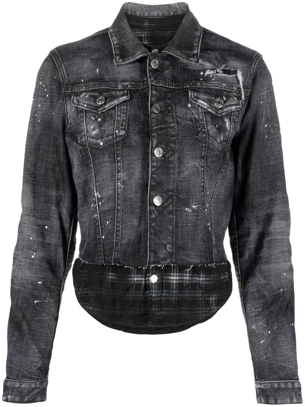 Distressed-effect denim jacket - Black