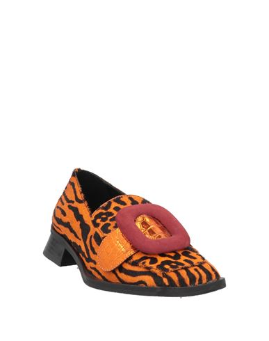 ) Woman Loafers Orange Size 6 Leather