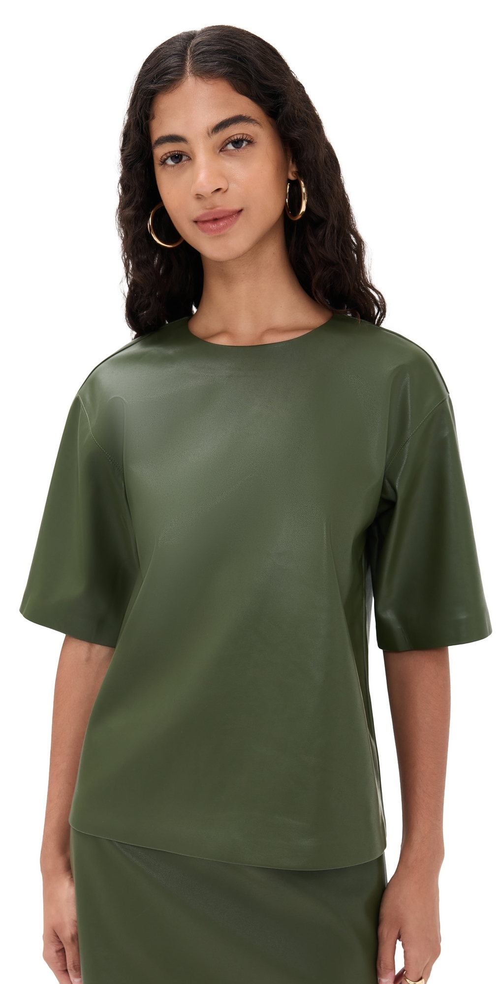 Caroline Faux Leather Tee Coffee