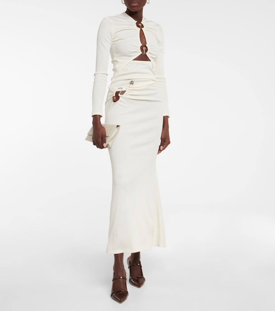Distort cutout high-waisted midi skirt