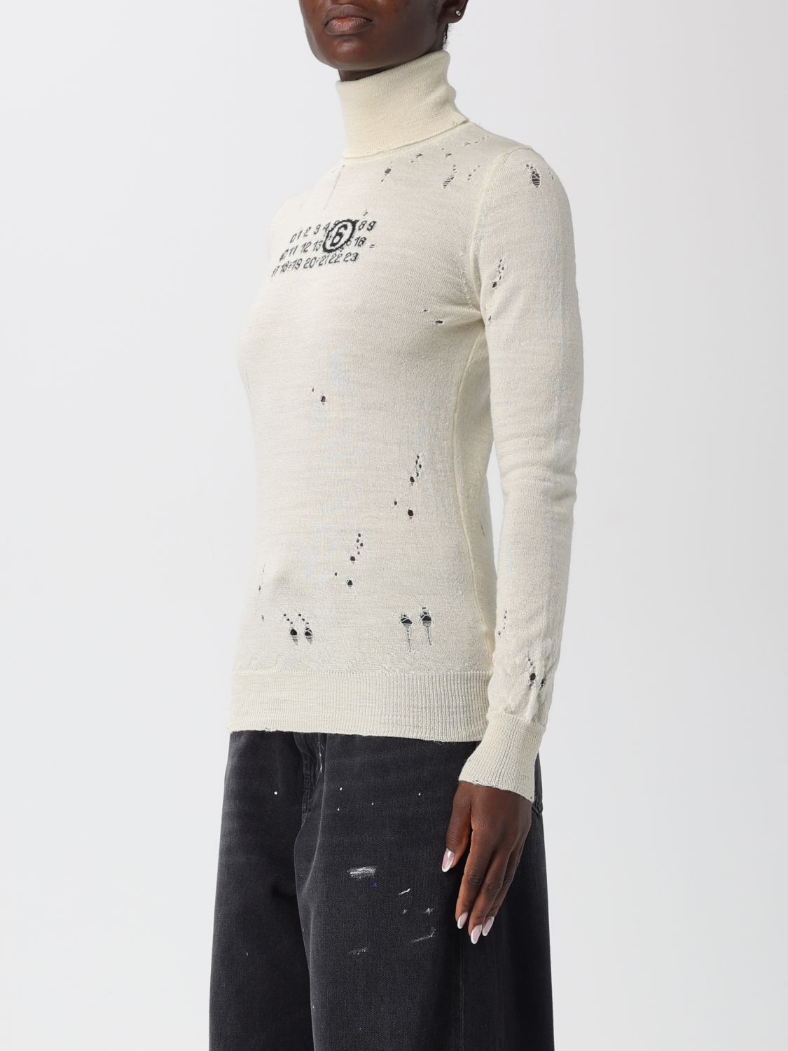 MM6 Maison Margiela Numbers-motif sweater - Neutrals