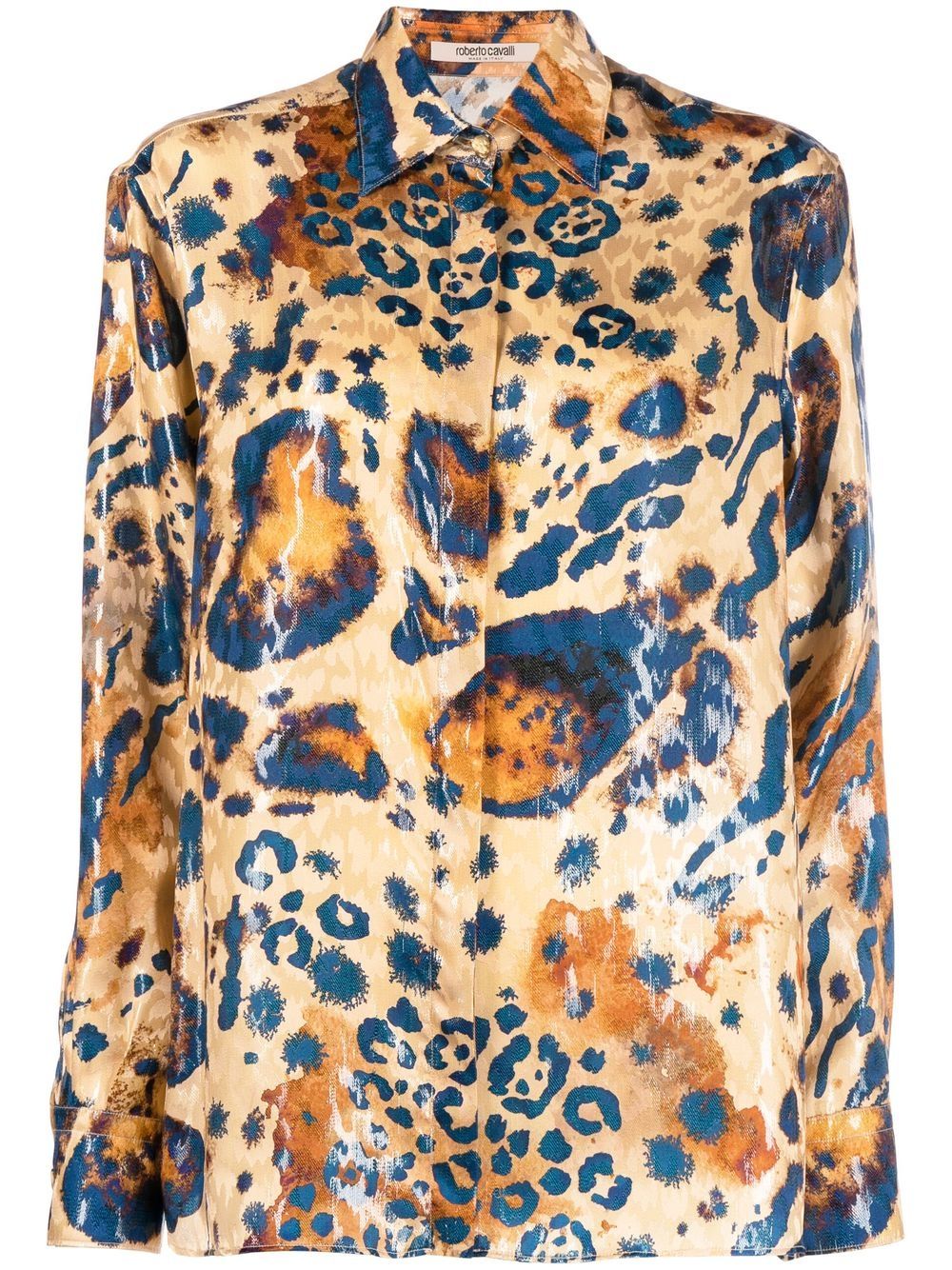 Leopard-print concealed shirt - Neutrals