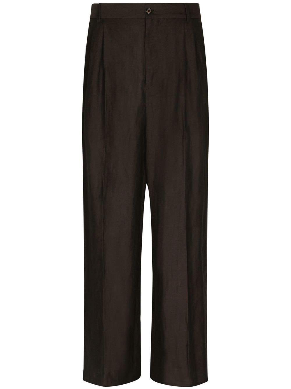Logo-patch pleated straight trousers - Brown