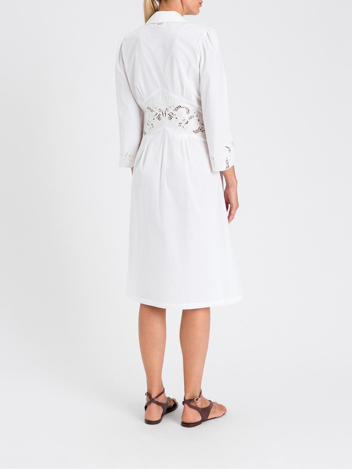 Cotton Chemisier Dress With Macramé Inserts