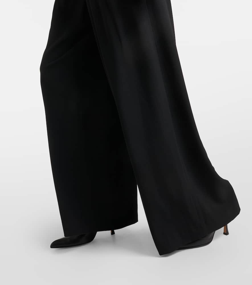 Pleated wool-blend pants