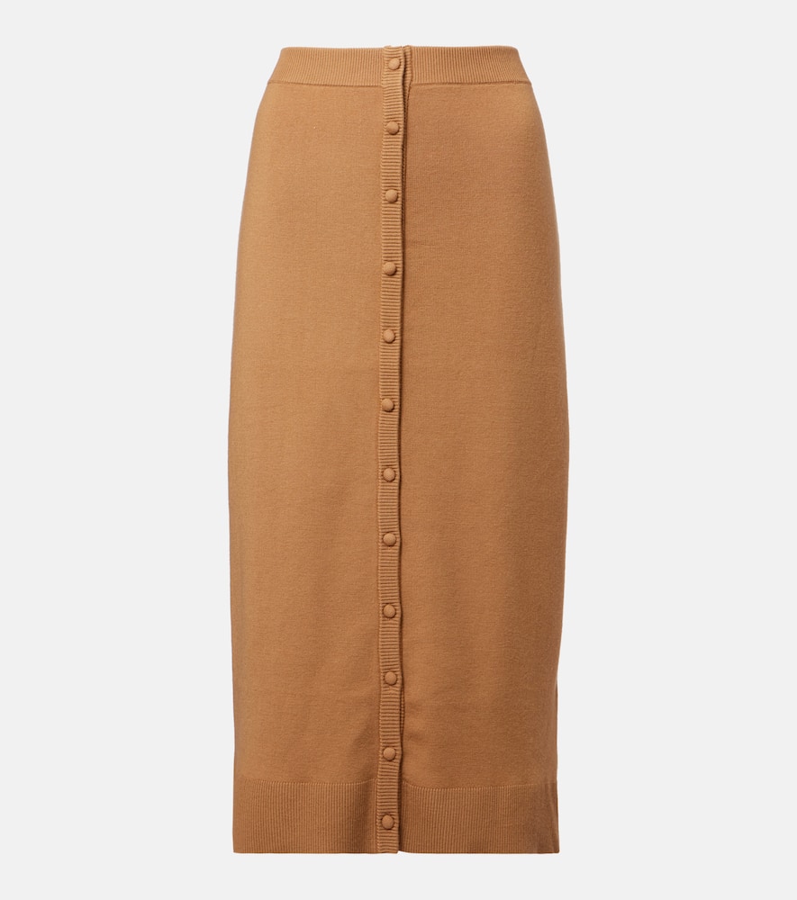 Wool-blend midi skirt