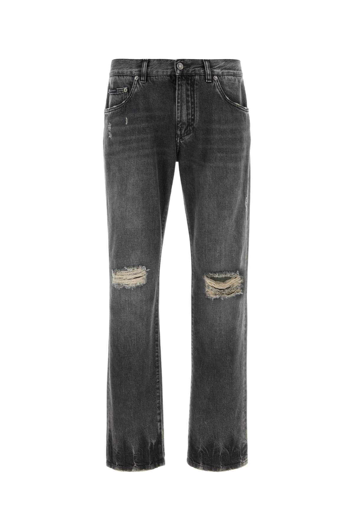 Distressed Denim Jeans — Black